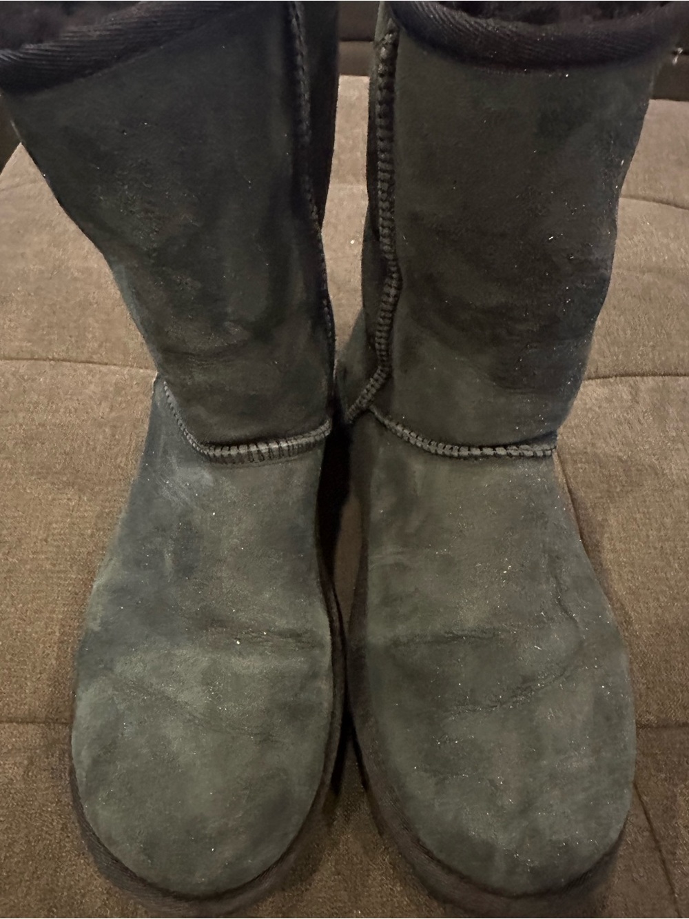 UGG Black Suede Short Boot Pair